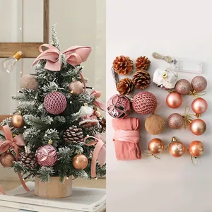 DIY σετ διακόσμησης χριστουγεννιάτικου δέντρου με ροζ μπάλες, κουκουνάρια & LED