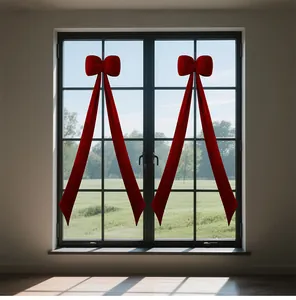 Gran lazo de Navidad de terciopelo rojo de 150 cm para la decoración de ventanas.