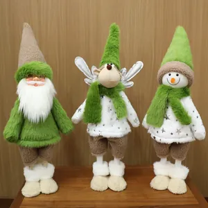 Kerst Groene Sjaal Kerstman Sneeuwpop Rendier Pluche Pop Ornament Huis Tafel Decoratie Kerstmis Beeldje Vakantie Cadeau