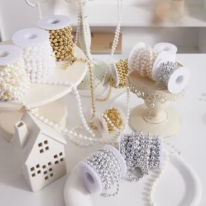 Decorative pearl bead chains for DIY Christmas tree ornaments and festive crafts.