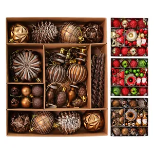 Set di Ornamenti Natalizi in Plastica per Decorazioni Albero Palline Glitterate Ciondoli Sagomati Puntelli per Scena Festiva