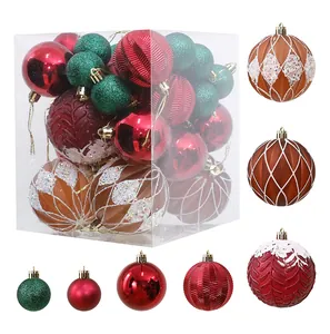 Detailed view of assorted Christmas ball ornaments featuring various textures and winter patterns