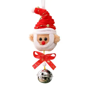 Handmade pipe cleaner Santa Claus Christmas tree ornament with red bow and silver bell