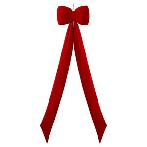 Lazo de Navidad grande de terciopelo rojo de 150 cm para decorar el árbol y fiestas