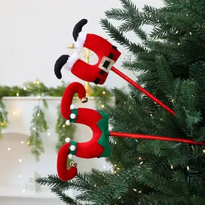 Picos de Piernas de Elfo de Árbol de Navidad Piernas de Papá Noel Decoraciones Ornamento Estilo Grinch Felpa Fiesta Hogar