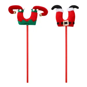 Decoración navideña con patas de elfo y Papá Noel en felpa para árbol de Navidad