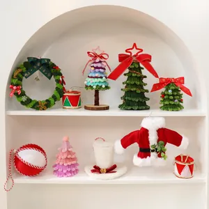 Mini Albero di Natale Fai-da-te Decorazione Nettapipe Ornamento da Tavolo Ghirlanda di Natale Fatta a Mano per Casa Tavolo Festa di Natale