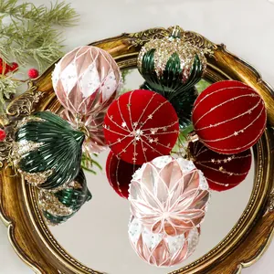 Bolas de Navidad de lujo de 8cm pintadas en bandeja de espejo dorado para el árbol