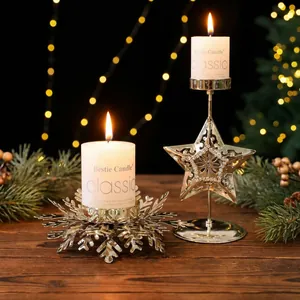 Elegante Weihnachts-Kerzenständer aus Eisen mit Stern- und Schneeflockendesign für Deko