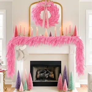 Ghirlanda Artificiale di Pino Norfolk Rosa Rami di Pino Realistici per San Valentino Natale Camino Domestico Decorazione Scale Ghirlanda Rosa