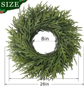 Spécifications de taille d'une couronne de Noël en pin Norfolk de 26 pouces de large