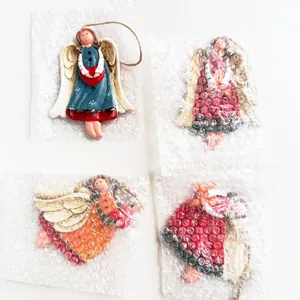 Hand-painted vintage resin angel ornaments for Christmas tree with protective wrap
