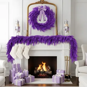 Ghirlanda di Natale in Pino di Norfolk Viola Vite Artificiale per Scale Porta Anteriore Mantello Tavolo Decorazione Casa
