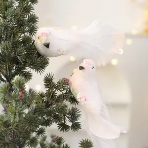Simulatie Kleine Vogel Kerstboom Decoratie Kunstmatige Schuim Veer Vogels Glitter Pailletten Dier Ornament Feestelijke Huisdecoratie