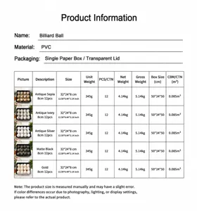 Detailed specification table for 8cm antique Christmas ball ornaments set.
