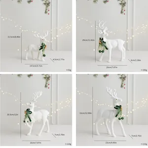 Statuine di renne di Natale bianche in quattro dimensioni con misure e pesi esatti