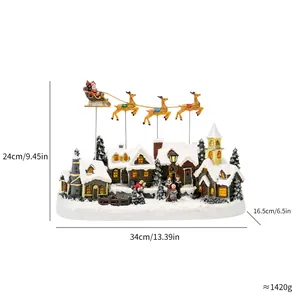 Detailed size dimensions of the illuminated Christmas village with flying reindeer