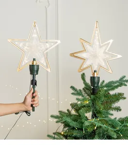 Leuchtender goldener LED-Weihnachtsbaumstern mit zwei einzigartigen Weihnachtsdesigns