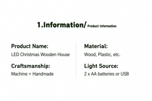 Detailed technical specifications for the Nordic Christmas LED wooden cabin decoration