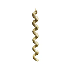 Elegante adorno navideño de carámbano en espiral dorado con purpurina para árbol de Navidad