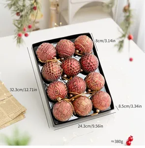 Detailed dimensions and weight info for 12pcs red and gold 8cm Christmas ball set