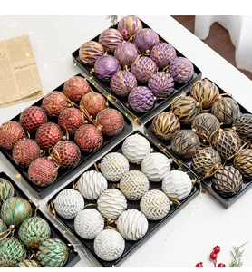 Premium 8cm textured Christmas balls in diverse colors for festive tree decoration.