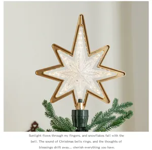 Elegante goldene LED-Stern-Christbaumspitze mit schöner poetischer Aufschrift unten