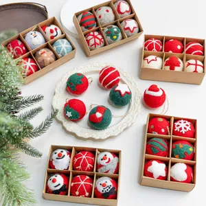 Adornos de Navidad de Bolas de Fieltro Hechos a Mano Muñeco de Nieve Hombre de Jengibre Árbol Colgante Para Decoración de Fiesta