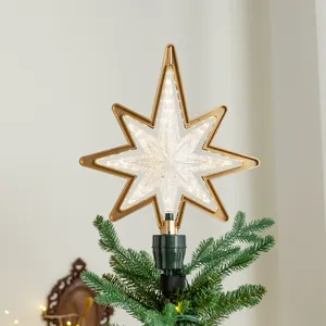 Goldene LED-Weihnachtsbaumspitze Sternform mit warmem Licht für die Dekoration