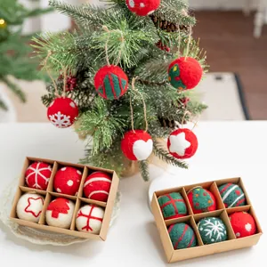 Set de 12 bolas de Navidad de fieltro hechas a mano para decoración de árbol festivo