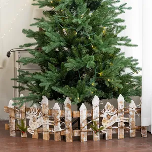 Nordic Wooden Christmas Tree Picket Fence Base Surround For Holiday Decor Reindeer Snow Effect Folding Garden Fence