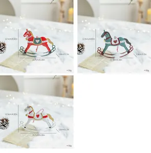 Set of vintage iron rocking horse Christmas ornaments with dimension and weight details