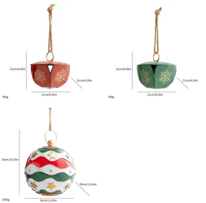Dimensions et poids détaillés des cloches et boules de Noël en métal rétro