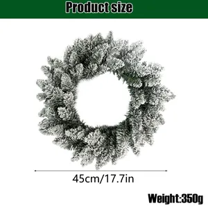 Dimensiones y detalles de peso para la corona de Navidad nevada de 45 cm