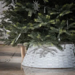 Jupe de sapin de Noël blanche tissée à la main pour une décoration de base festive
