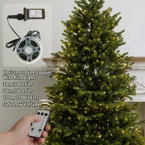 Green Wire LED String Lights With Remote Control Waterproof Copper Wire Fairy Lights Warm White For Christmas Tree Holiday Party Decoration