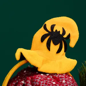 Yellow Halloween witch hat headband with a black spider for party festival decoration