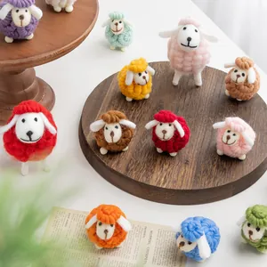 Handmade Felt Sheep Miniature Ornaments Nordic Style Christmas Desktop Decoration Doll Foam Felt Woolen Lamb Ornaments Multicolor