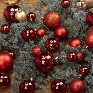 24PCS set of red and gold Christmas ball ornaments in matte, glossy, and glitter finishes
