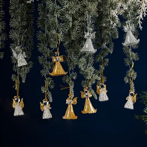 Kristallglas Weihnachten Engel Mädchen Hängeornamente Gold Silber Glitzer Engel Flügel Baumschmuck Hochzeit Haus Dekoration