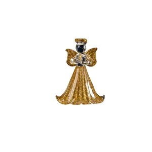 Eleganter Engel aus Kristallglas mit Goldglitter für die Weihnachtsbaumdekoration