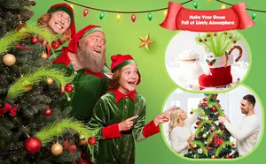 Detailansicht festlicher grüner Elfen-Zweige für die DIY-Weihnachtsbaum- und Hausdekoration