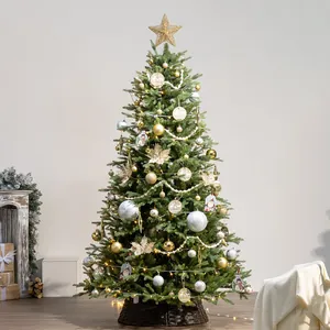 Set de árbol de Navidad artificial con bolas oro plata y luces LED de ambiente