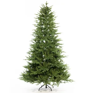 Gran árbol de Navidad artificial con agujas densas de PE y PVC y soporte de metal estable