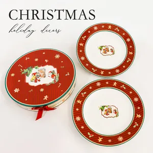 Set di piatti natalizi in ceramica di lusso con piatti festivi e scatola regalo decorativa