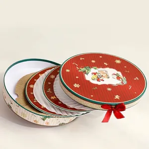 Set di piatti natalizi in ceramica in scatola regalo rossa con protezione a più strati