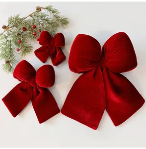 Wine red velvet bows in various sizes for Christmas tree and festive decoration