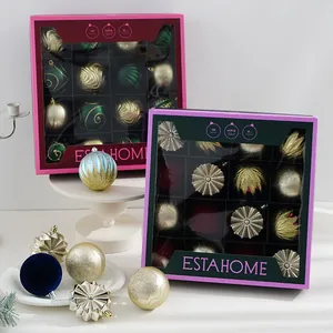 Lot de 16 boules de Noël décoratives aux textures et couleurs festives variées