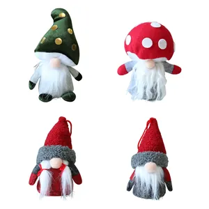 Lot de 4 poupées nains de Noël avec chapeau de champignon pour décoration de fête