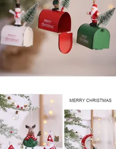 Detailed metal Christmas ornaments featuring Santa and snowman figures in mailbox style